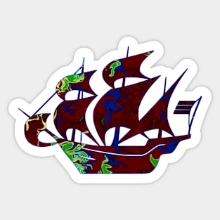 Galaxy Shores Haven Liquid Art Sailing Ship Silhouette Sticker